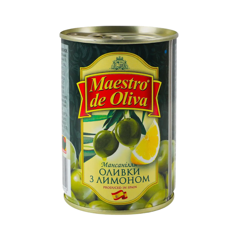 Untitled design Maestro de OLIVA Оливки без косточки с лимоном 280 г — изображение 1